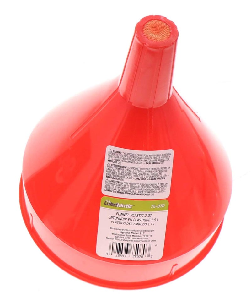 LubriMatic 75-070 Polyethylene Plastic Funnel w/ Screen - 2 Quart - Image 2